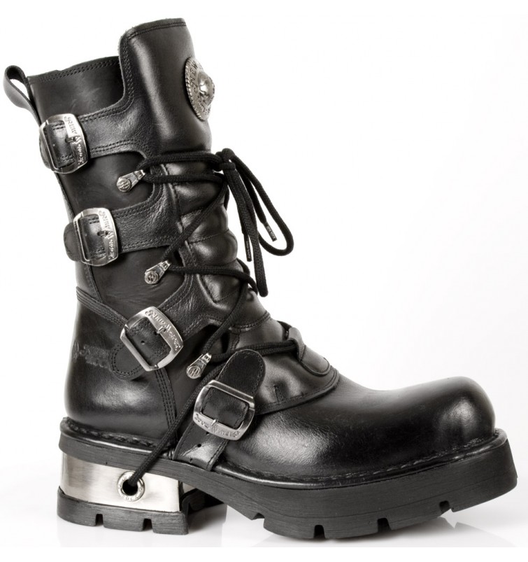 New Rock Boots Unisex Punk Gothic Stivali Style 7605 S1 Nero 