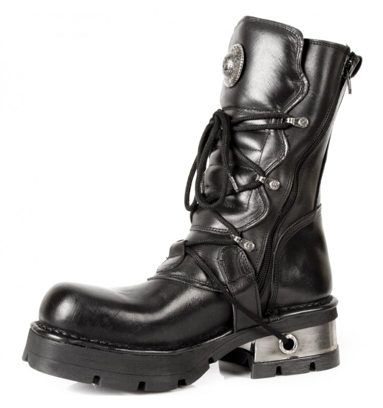 Bota de tacón PIEL NEW ROCK Negro Black heel leather boot 