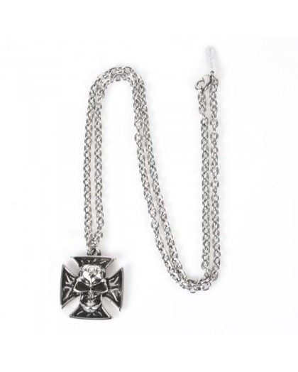 M.NRNECKLACE-S6 NEW ROCK SKULL CROSS NECKLACE 53713-N-CAD