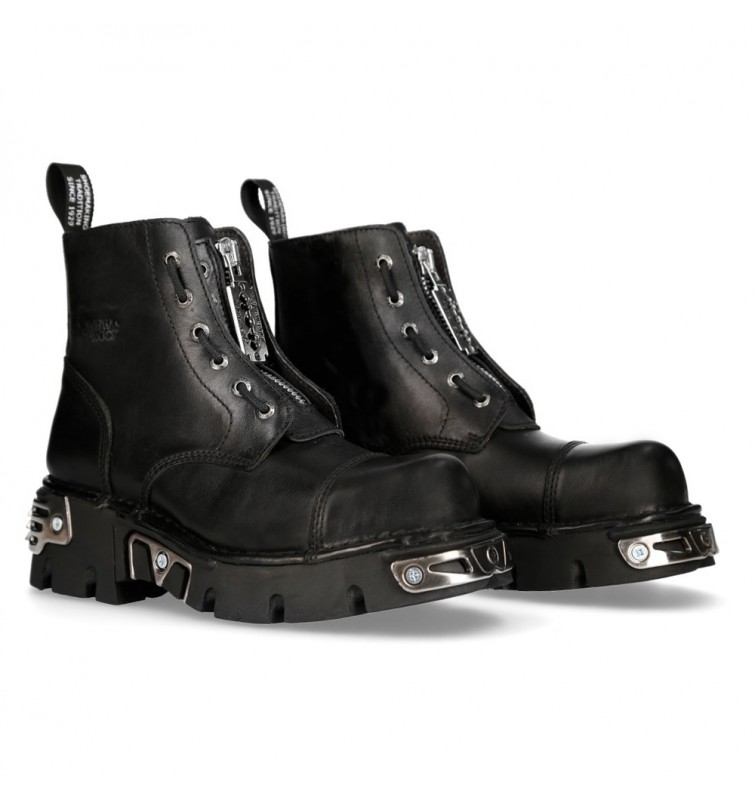 Bota PIEL NEW ROCK Negro Black leather boot Unisex