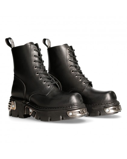 Newmili Botin New Rock M Newmili083 S7 Drama Crust Negro Plomo Hand Finished Leath