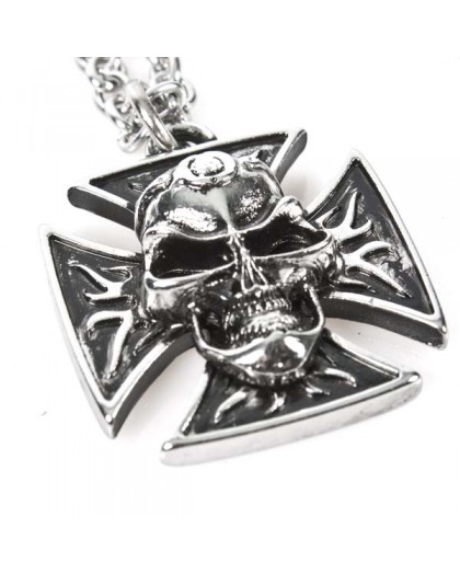M.NRNECKLACE-S6 NEW ROCK SKULL CROSS NECKLACE 53713-N-CAD 2