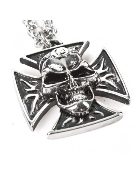 M.NRNECKLACE-S6 NEW ROCK SKULL CROSS NECKLACE 53713-N-CAD