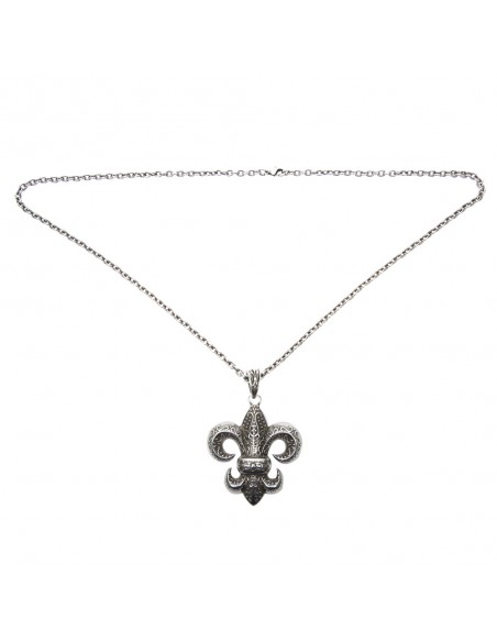 M-AD2430-S1 LIS FLOWER NECKLACE WITH CHAIN