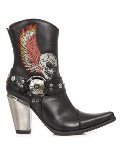 M.BULL006-S1 ITALI NEGRO PITONE NEGRO BORDADOS CALAVERA GRIS