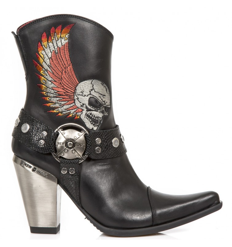 M.BULL006-S1 ITALI NEGRO PITONE NEGRO BORDADOS CALAVERA GRIS