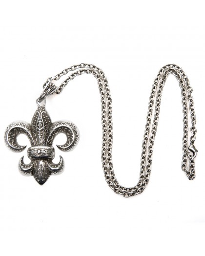 M-AD2430-S1 LIS FLOWER NECKLACE WITH CHAIN