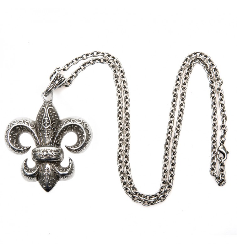 M-AD2430-S1 LIS FLOWER NECKLACE WITH CHAIN