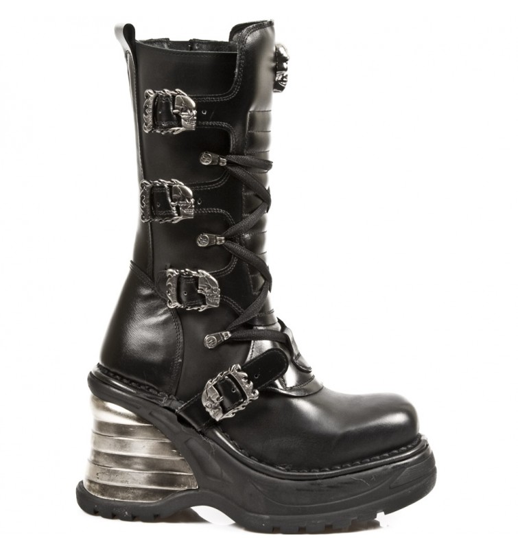 Metallic Plataform BOTAS New Rock M.8374 ITALI NEGRO, NOMADA NEGRO, CUÃ'A  NEGRO BANDAS ACERO
